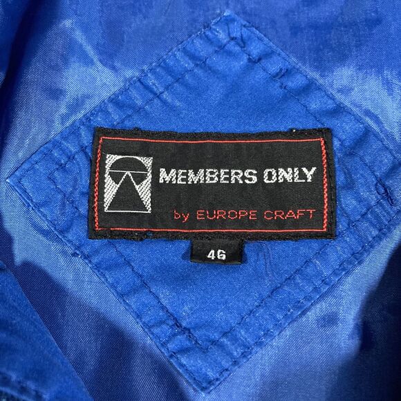 Members Only VINTAGE 80s Lightweight Blue Bomber Jacket (Men's 46) • EUC - Picture 2 of 4